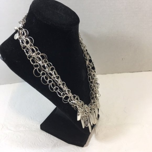 Chico's Silver Toned Fancy Chunky BOHO Gothic Adjustable Necklace 22" - Picture 3 of 10